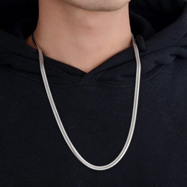 4.5 mm Men's Sterling Silver Flat Snake Chain 18??-24?? - Image 6