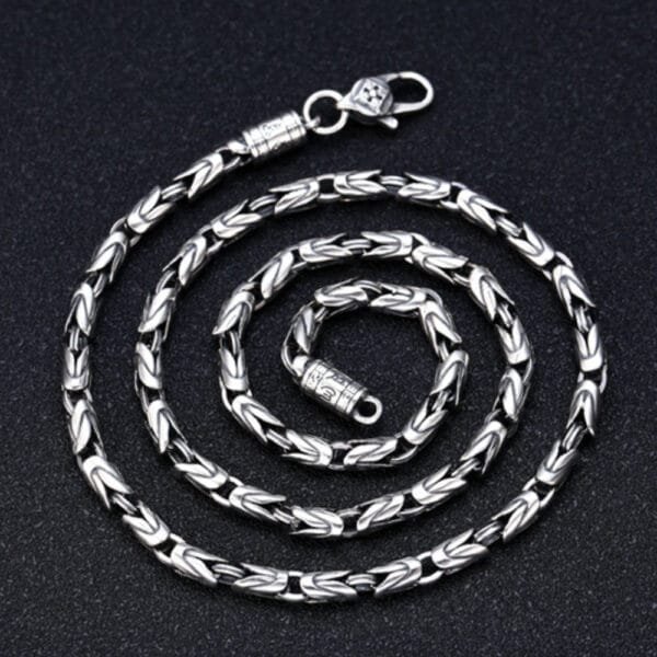 4 mm Men's Sterling Silver Vajra Clasp Byzantine Chain 20"-26" - Image 2
