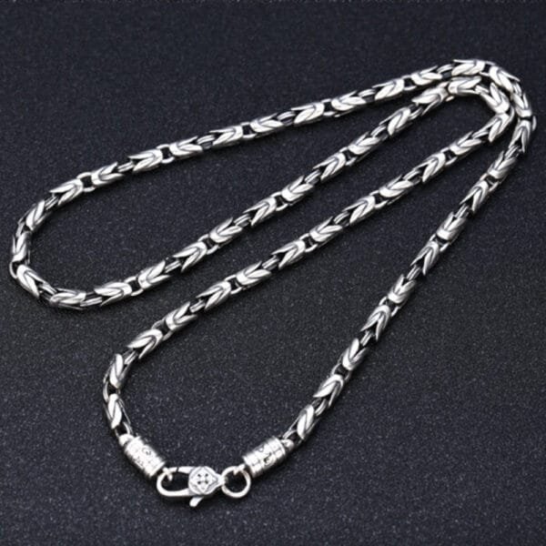 4 mm Men's Sterling Silver Vajra Clasp Byzantine Chain 20"-26" - Image 3