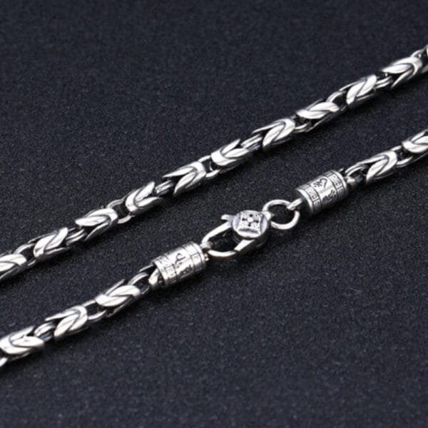 4 mm Men's Sterling Silver Vajra Clasp Byzantine Chain 20"-26" - Image 4