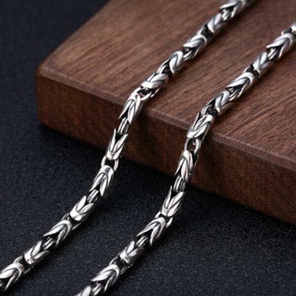 4 mm Men's Sterling Silver Vajra Clasp Byzantine Chain 20"-26" - Image 5