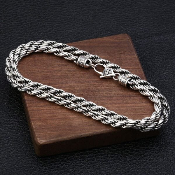 5.5 mm Men's Sterling Silver Six True Words Mantra Rope Chain 22??-24?? - Image 2