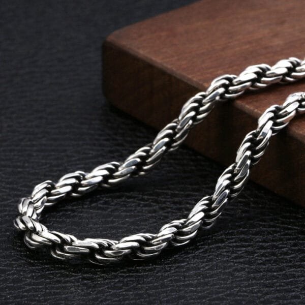 5.5 mm Men's Sterling Silver Six True Words Mantra Rope Chain 22??-24?? - Image 5
