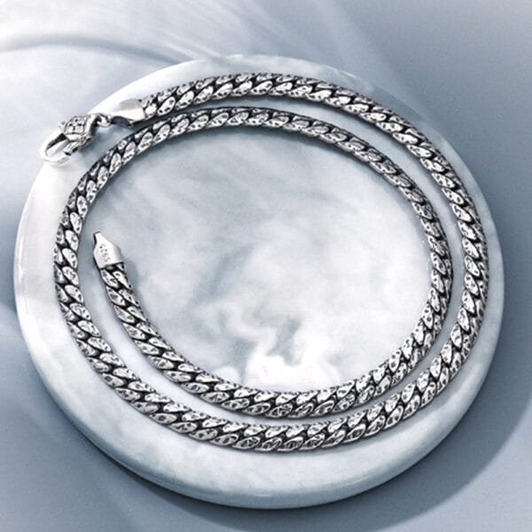 5 mm Men's Sterling Silver Meteorite Pattern Cuban Chain 18"-26" - Image 2