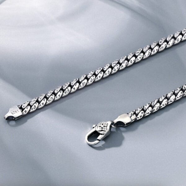 5 mm Men's Sterling Silver Meteorite Pattern Cuban Chain 18"-26" - Image 3