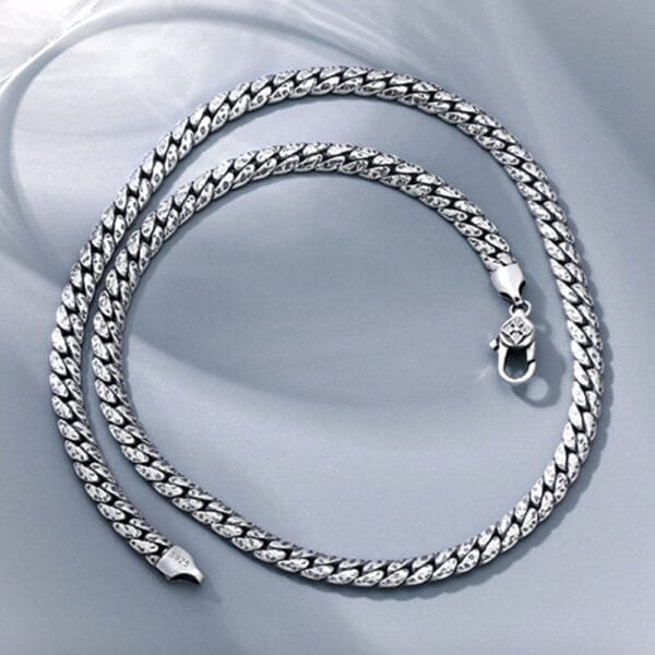 5 mm Men's Sterling Silver Meteorite Pattern Cuban Chain 18"-26" - Image 4