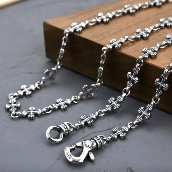 6 mm Men's Sterling Silver Cross Link Chain 18??-26"