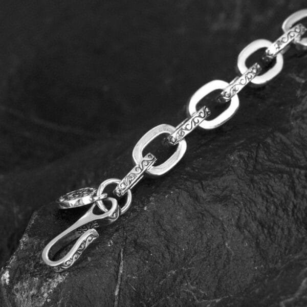 8 mm Men's Sterling Silver Ivy Pattern Oval Link Chain 20"-28" - Image 4