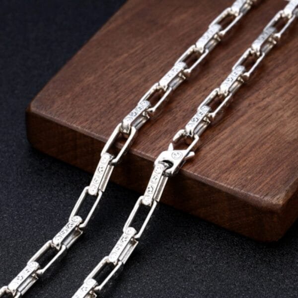 8 mm Men's Sterling Silver Smiley Rectangle Link Chain 18??-24?? - Image 2
