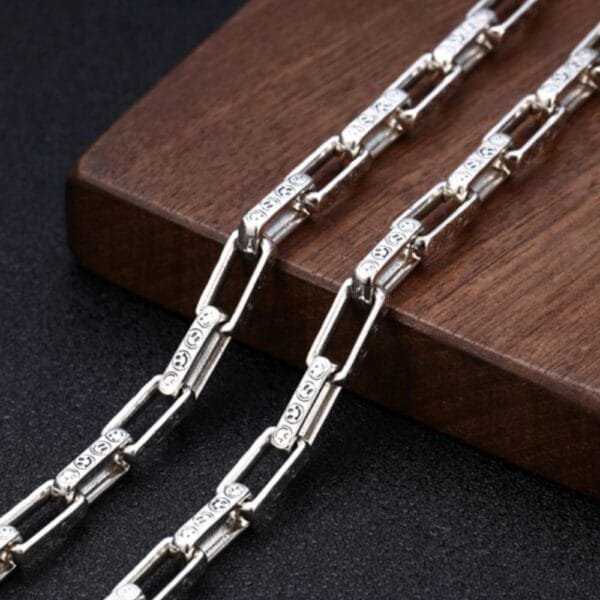 8 mm Men's Sterling Silver Smiley Rectangle Link Chain 18??-24?? - Image 3