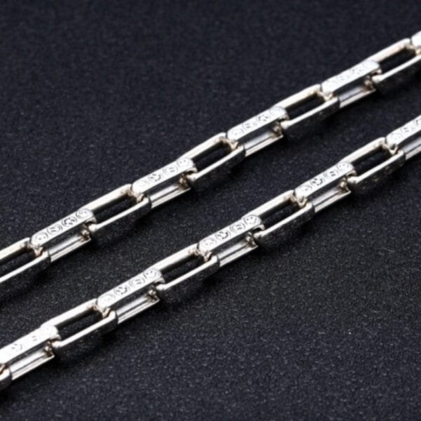 8 mm Men's Sterling Silver Smiley Rectangle Link Chain 18??-24?? - Image 5