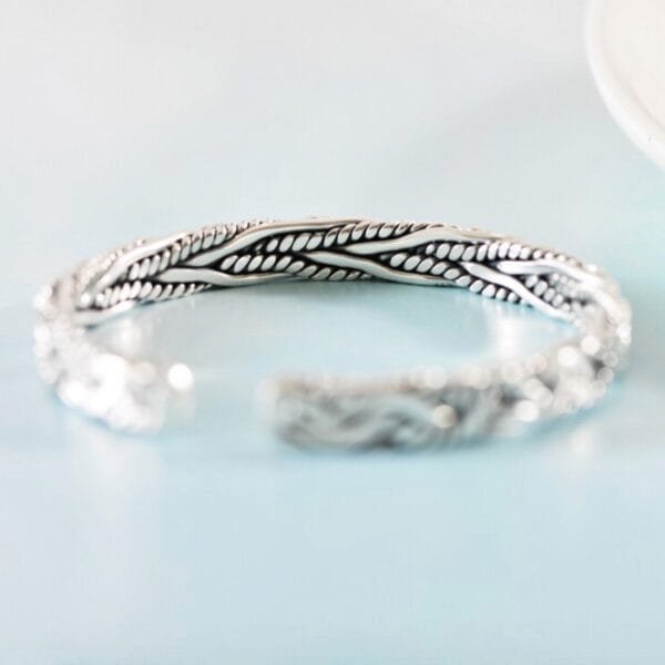 Fine Silver Braided Cuff Bracelet - Image 4