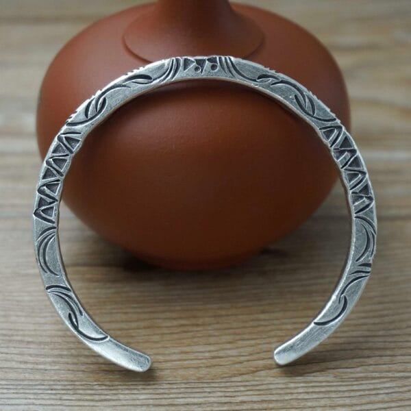 Fine Silver Totem Square Cuff Bracelet - Image 3