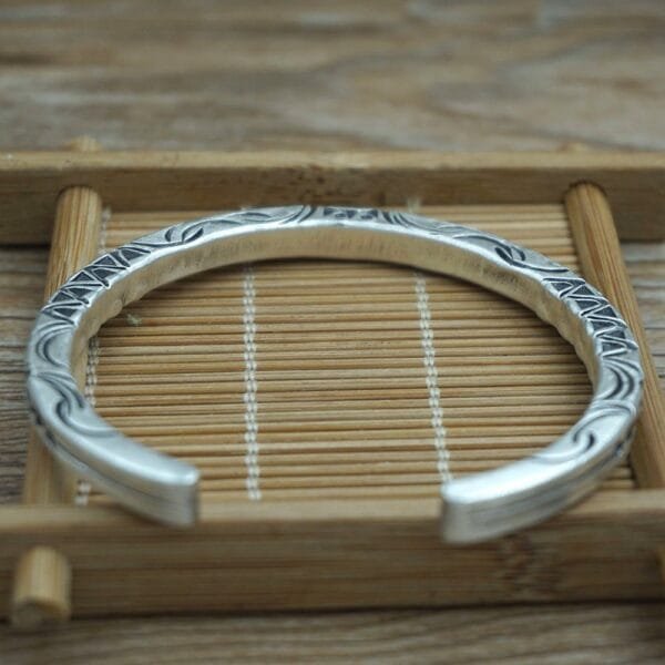 Fine Silver Totem Square Cuff Bracelet - Image 5