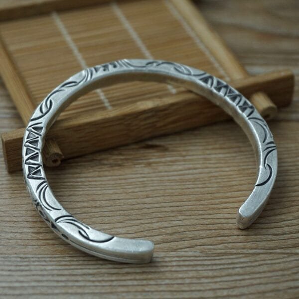 Fine Silver Totem Square Cuff Bracelet - Image 7