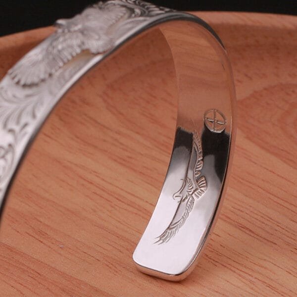 Handmade Sterling Silver Eagle Cuff Bracelet for Men - Image 3