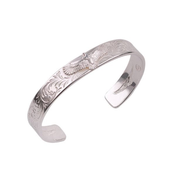Handmade Sterling Silver Eagle Cuff Bracelet for Men - Image 7