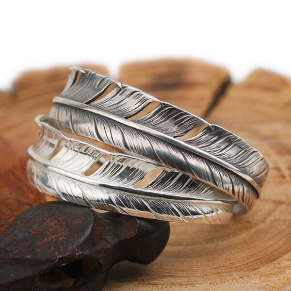 Handmade Sterling Silver Feather Cuff Bracelet