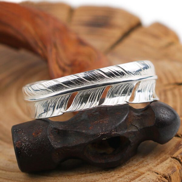 Handmade Sterling Silver Feather Cuff Bracelet - Image 3