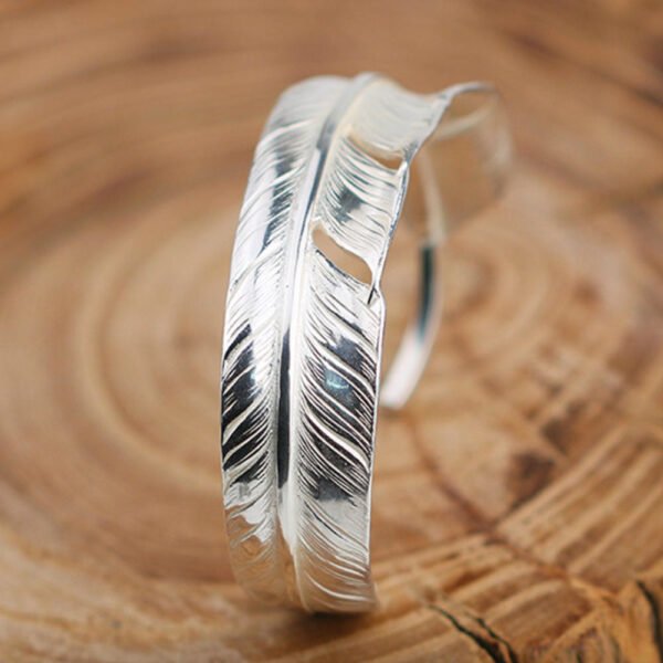 Handmade Sterling Silver Feather Cuff Bracelet - Image 5