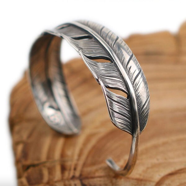 Handmade Sterling Silver Feather Cuff Bracelet - Image 6
