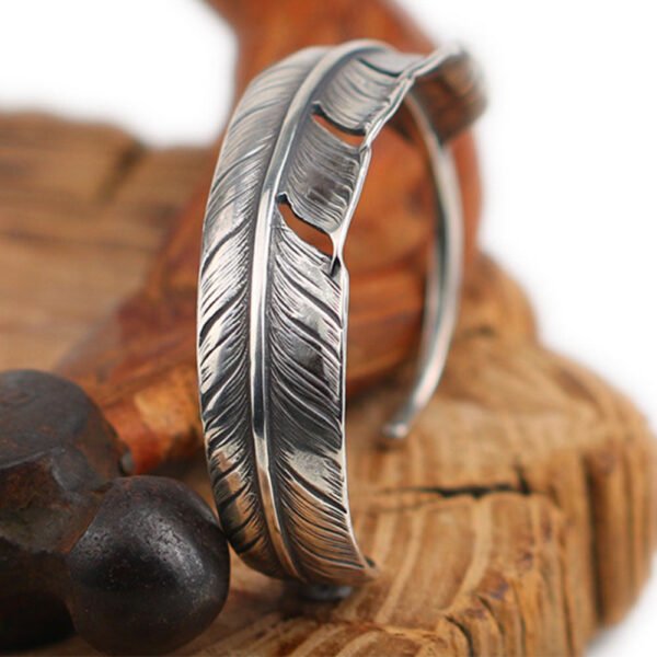Handmade Sterling Silver Feather Cuff Bracelet - Image 7