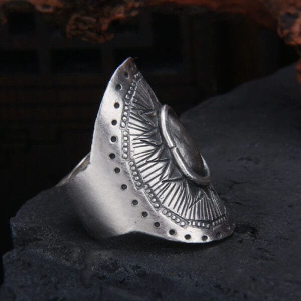 Hill Tribe Silver Sunflower Wide Ring - Image 2