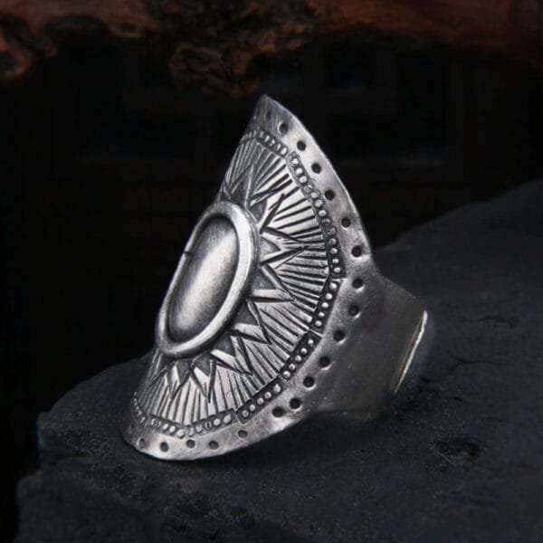 Hill Tribe Silver Sunflower Wide Ring - Image 5