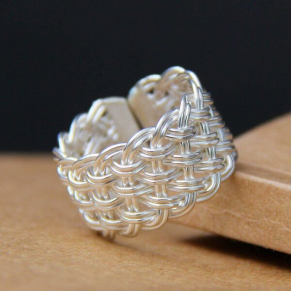 Fine Silver Wide Braided Wrap Ring - Image 2