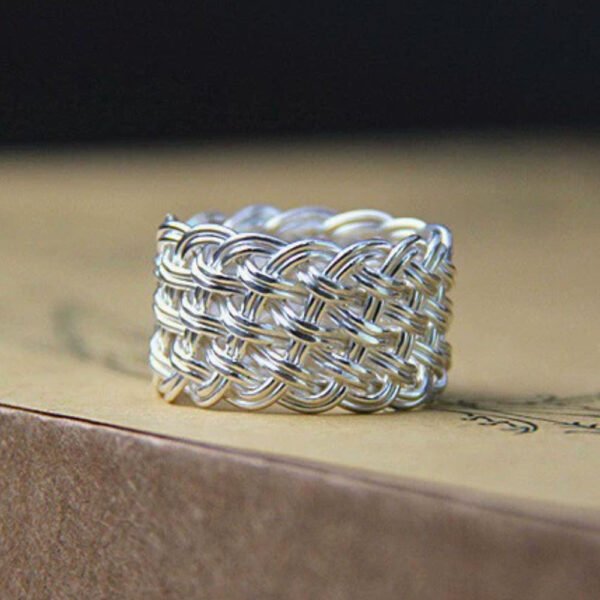 Fine Silver Wide Braided Wrap Ring - Image 5