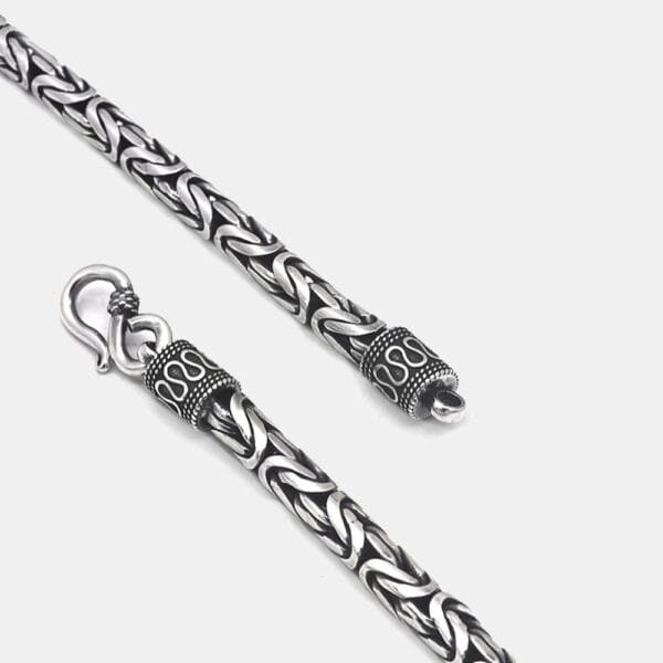 3.5-8 mm Men's Fine Silver Byzantine Chain 18"-24" - Image 2