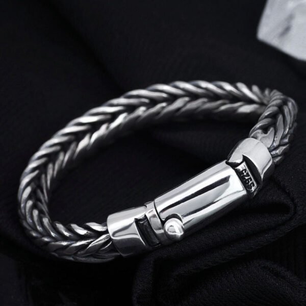 Men's Sterling Silver Braided Chain Bracelet - Image 4