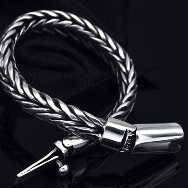 Men's Sterling Silver Braided Chain Bracelet - Image 5