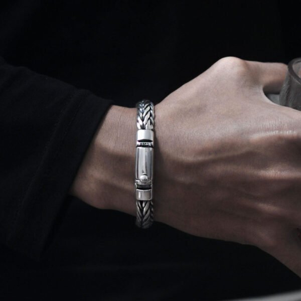 Men's Sterling Silver Braided Chain Bracelet - Image 6