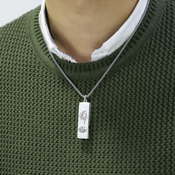 Men's Sterling Silver Buddha Pendant Necklace - Image 5