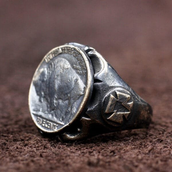 Men's Sterling Silver Buffalo Coin Ring - Image 2
