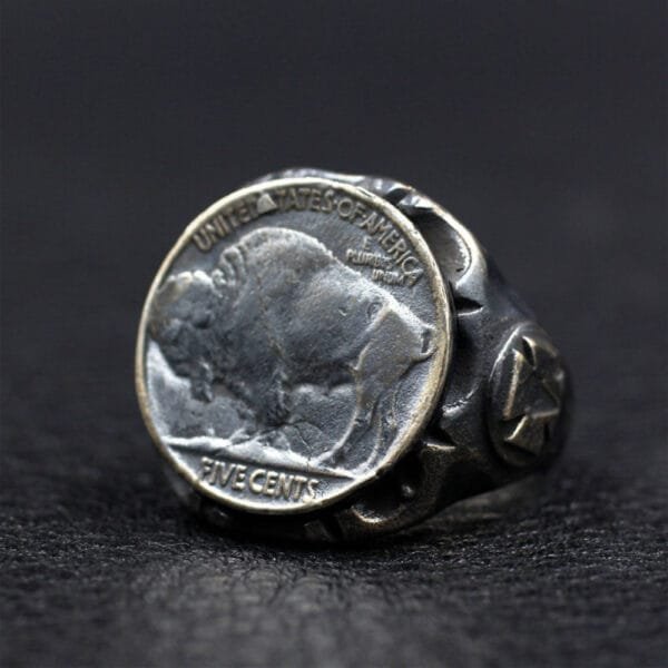 Men's Sterling Silver Buffalo Coin Ring - Image 4