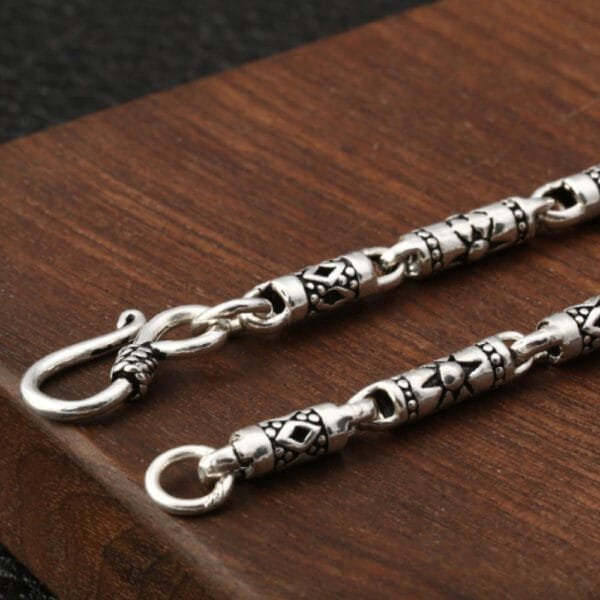 4 mm Men's Sterling Silver Carved Tube Chain 18"-30" - Image 2
