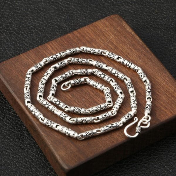 4 mm Men's Sterling Silver Carved Tube Chain 18"-30" - Image 3