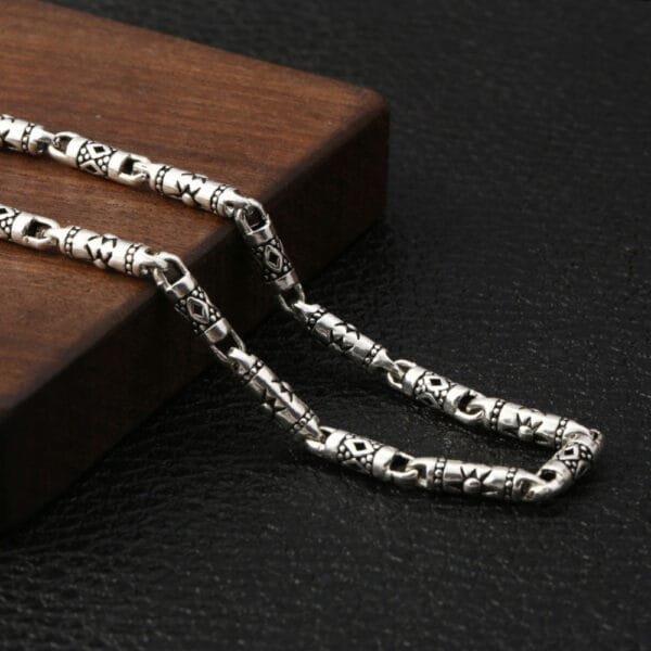 4 mm Men's Sterling Silver Carved Tube Chain 18"-30" - Image 5