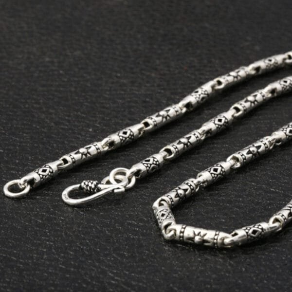 4 mm Men's Sterling Silver Carved Tube Chain 18"-30" - Image 6