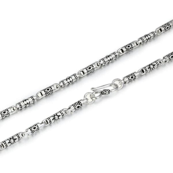 4 mm Men's Sterling Silver Carved Tube Chain 18"-30" - Image 7