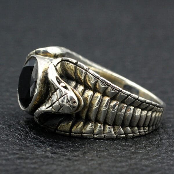 Men's Sterling Silver Cobras Ring - Image 4