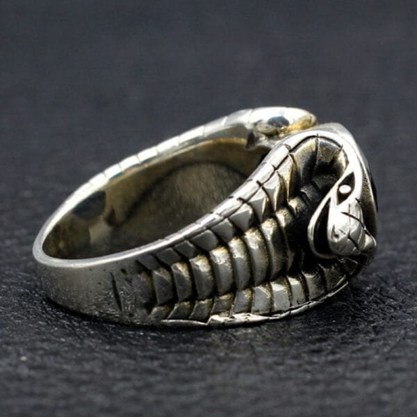 Men's Sterling Silver Cobras Ring - Image 6