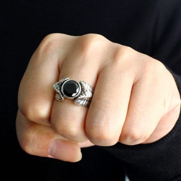 Men's Sterling Silver Cobras Ring - Image 8