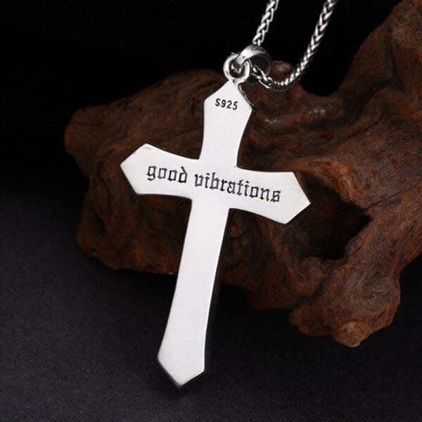 Men's Sterling Silver Crucifix Pendant Necklace - Image 2