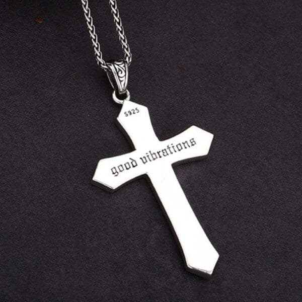 Men's Sterling Silver Crucifix Pendant Necklace - Image 5