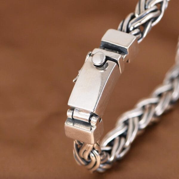 Men's Sterling Silver Double-Stand Braided Chain Bracelet - Image 2