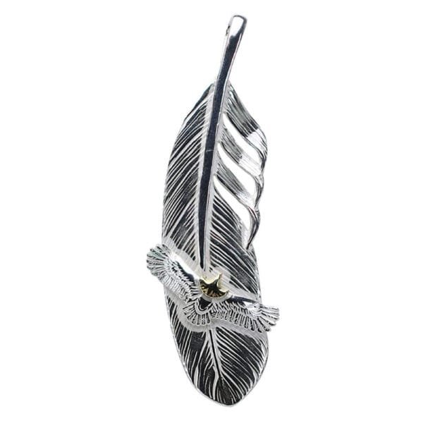 Men's Sterling Silver Eagle Feather Pendant Necklace - Image 3