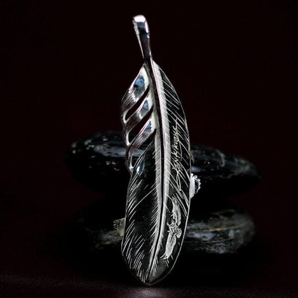 Men's Sterling Silver Eagle Feather Pendant Necklace - Image 5